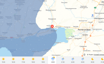 Карта осадков  вечером 20 июня. Фото Яндекс.Погода