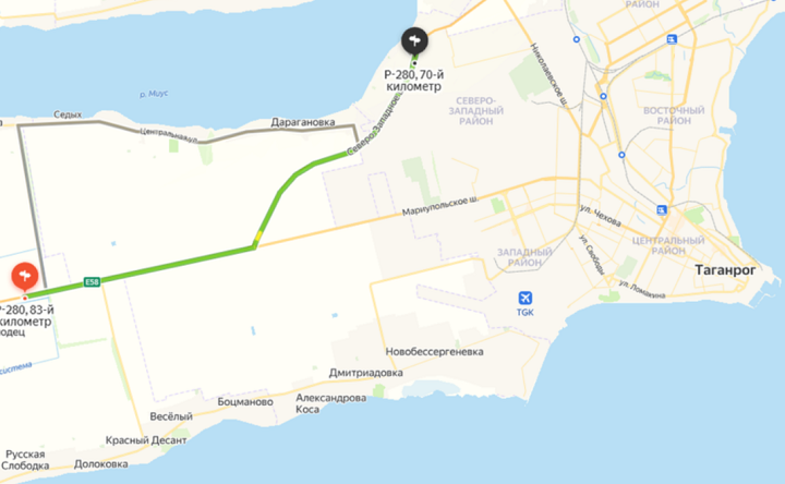 70-й — 83-й км трассы Р-280. Фото Яндекс карты