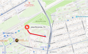 Перекрытый участок улицы Турубаровых. Фото Яндекс.карты