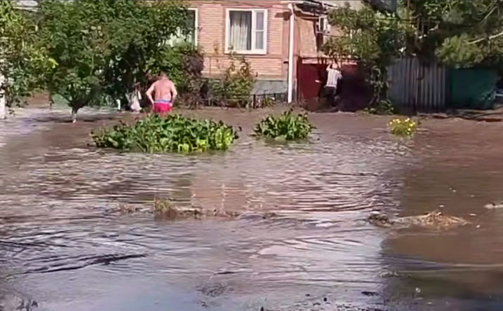 Подтопление в селе Покровском. Скриншот видео telegram-канала Покровское 161