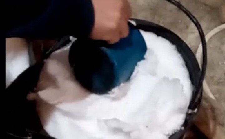 Снег для растапливания. Скриншот видео telegram-канала Don Mash