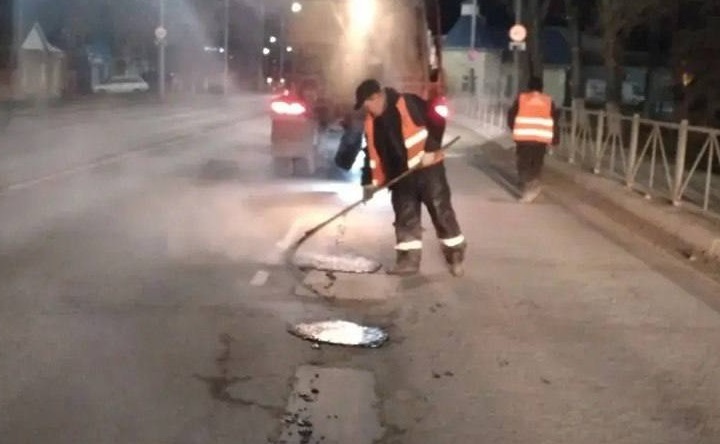 Ремонт дороги на улице Гагарина. Фото Telegram-канала Павла Исакова