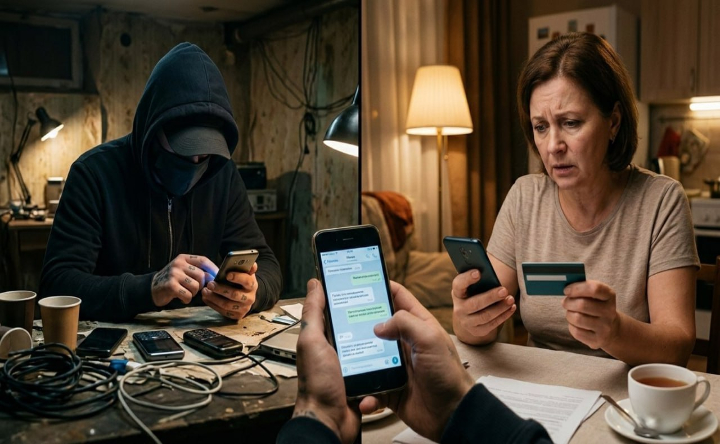 Злоумышленник и жертва. Фото для иллюстрации пресс-службы ГУ МВД России по Ростовской области