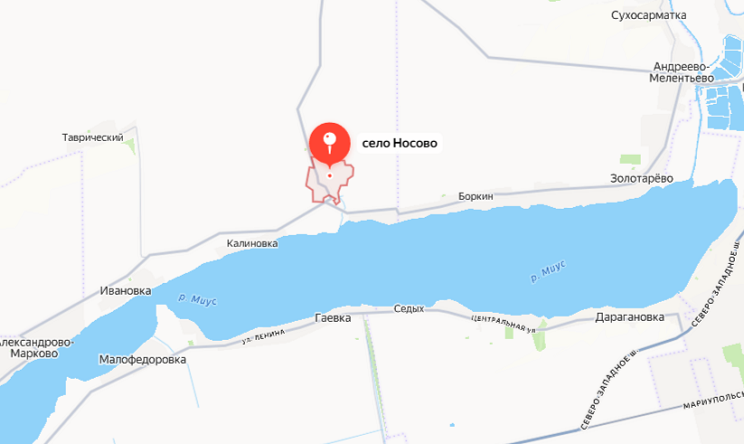 Село Носово на карте. Фото Яндекс карты