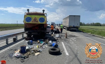 Место ДТП. Фото пресс-службы Госавтоинспекции Ростовской области